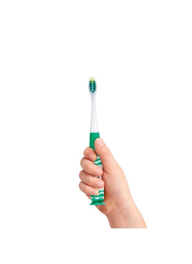 GUM Crayola Pip-Squeaks Kids’ Toothbrush, Soft Bristle Toddler Toothbrush 3 Year Old +, Suction Cup Base, 1ct (4pk)