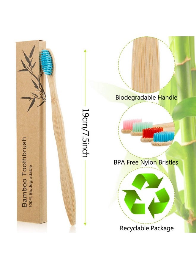 18 Pieces Bamboo Toothbrushes Tooth Brush Bamboo Toothbrushes with Nylon Bristles and Ergonomic Handles in Individually Packaged (Multi-Colors)