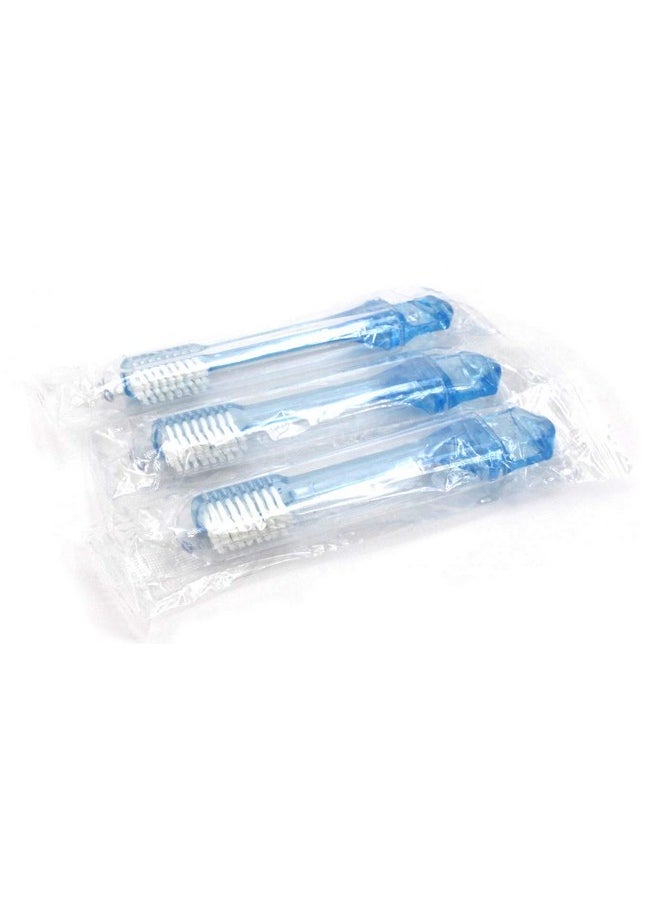FRESHMINT 100 Pack 2-Piece Travel Toothbrush, Individually Wrapped in Poly Bag to Avoid tampering, Collapsible Toothbrush, Easy to Grip, Soft Nylon Bristles