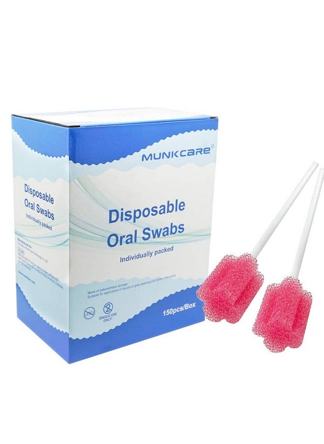 MUNKCARE Oral Swabs Flavored Lemon- Elderly Tooth Cleaning Sponges 150 Counts