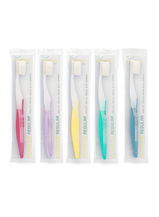 NIMBUS Extra Soft Toothbrushes (Regular Head) Periodontist Design Tapered Bristles for Sensitive Teeth and Receding Gums, Individually Wrapped Plaque Remover Travel Toothbrush (10 Pack, Colors Vary)
