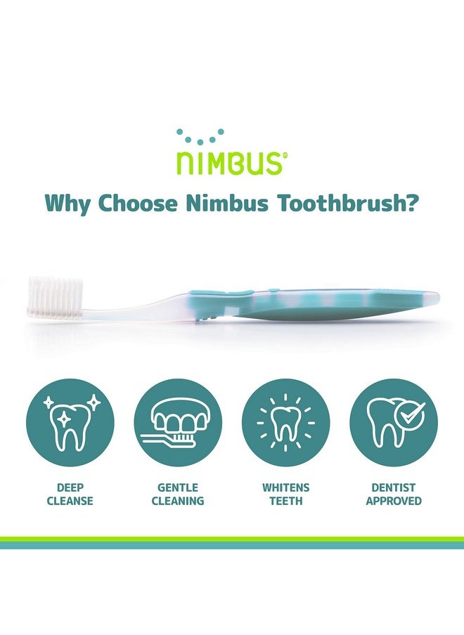 NIMBUS Extra Soft Toothbrushes (Regular Head) Periodontist Design Tapered Bristles for Sensitive Teeth and Receding Gums, Individually Wrapped Plaque Remover Travel Toothbrush (10 Pack, Colors Vary)