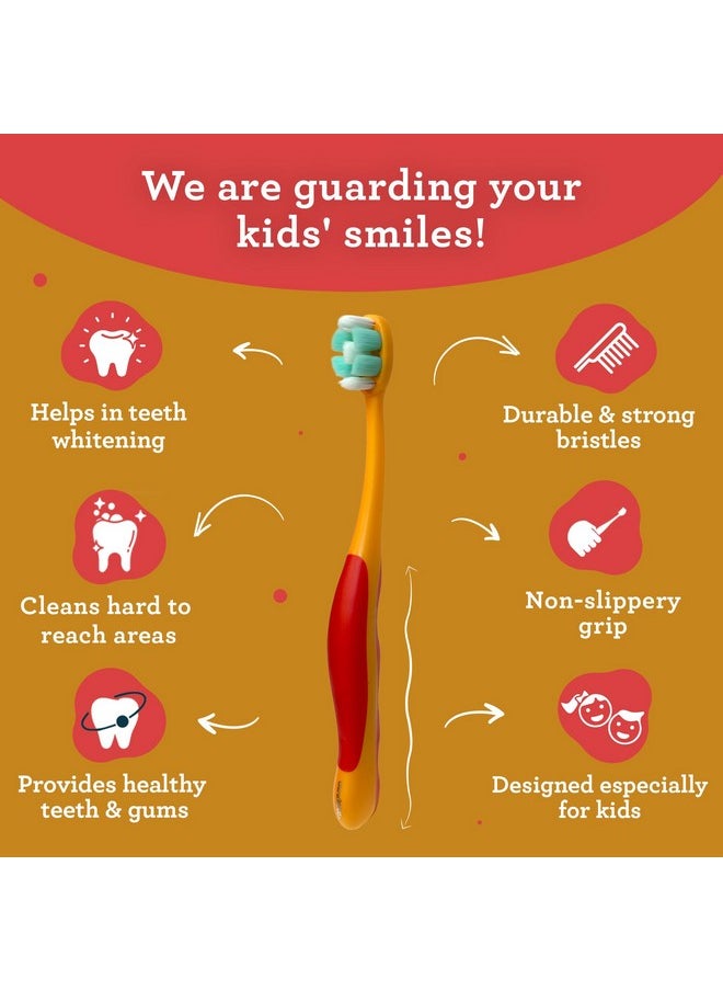 GuruNanda Butter On Gums Kids Toothbrush - 4 Pack Extra Soft Bristles Toothbrush for Kids, Multi-Colored & Fun to Use for Beginner Cleaning - Ergonomic Grip Handle - BPA & Cruelty-Free (Age 3+)