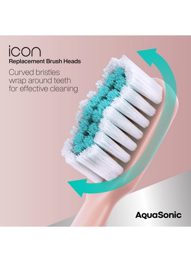 AquaSonic Icon Replacement Brush Heads | Compatible with AquaSonic Icon Toothbrush | 2 Brush Heads | for Normal & Sensitive Teeth (Blush)