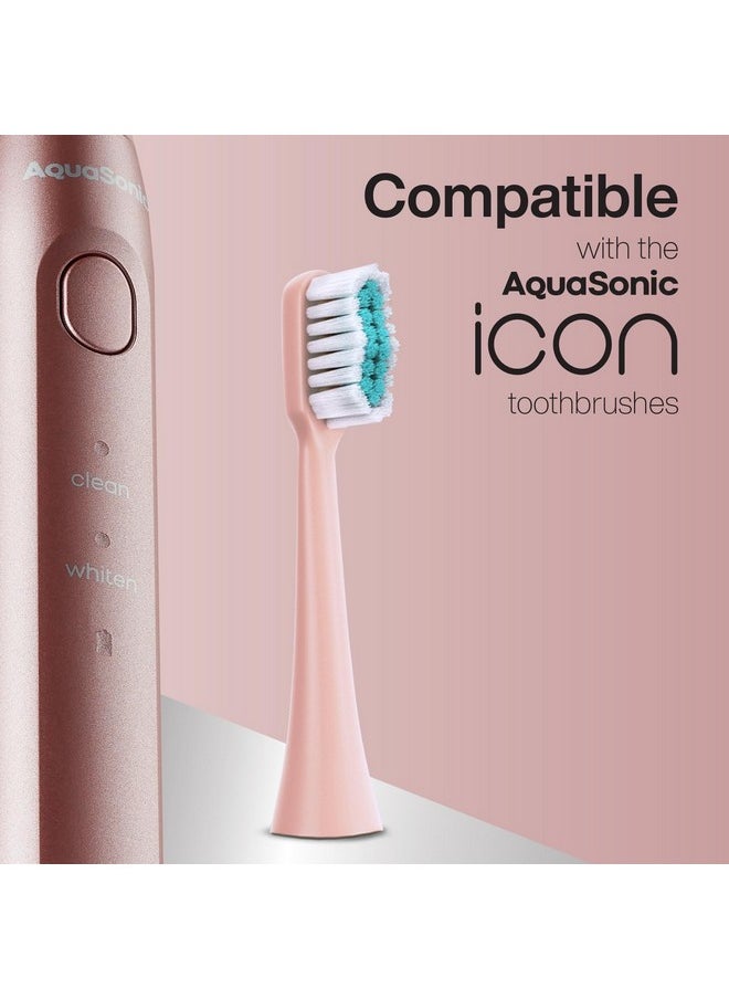 AquaSonic Icon Replacement Brush Heads | Compatible with AquaSonic Icon Toothbrush | 2 Brush Heads | for Normal & Sensitive Teeth (Blush)