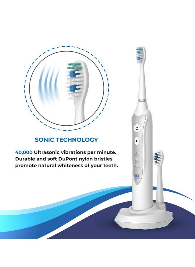 NetGen Replacement Sonic Toothbrush Heads | Soft and Comfortable Electronic Brush | Compatible with All NetGen Toothbrush Models | White - Pack of 2