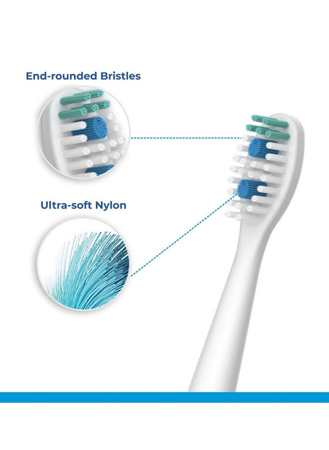 NetGen Replacement Sonic Toothbrush Heads | Soft and Comfortable Electronic Brush | Compatible with All NetGen Toothbrush Models | White - Pack of 2