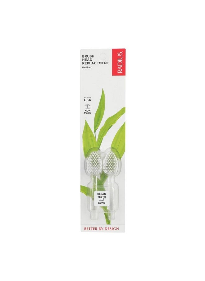 RADIUS Toothbrush Replacement Brush Heads 2-Count Improve Gum Health & Reduce Gum Issues - Medium - Pack of 1