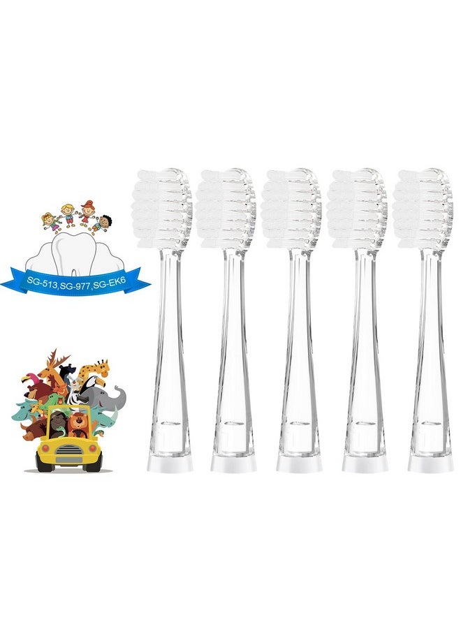 TEETECK 5 Pack Kids Toothbrush Replacement Heads Compatible with SEAGO- 513/977/EK6,Compatible with Brush-Baby WildOnes/KIDZSONIC（Not BabySonic Series）,Compatible with Dada-Tech-BB1/977/K6