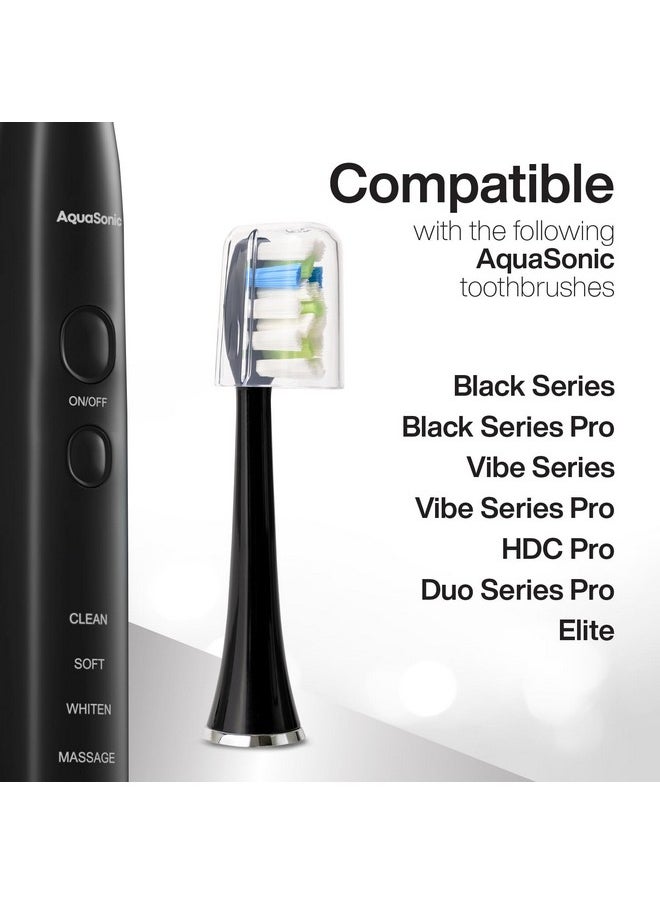 AquaSonic Proflex Replacement Brush Heads | for Whiter Teeth & Gum Care | Compatible with Many AquaSonic Toothbrush Handles (8 Pack Black)