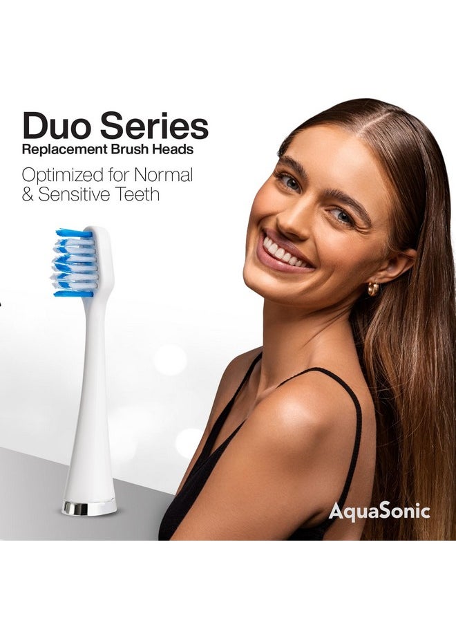 AquaSonic Duo Series Replacement Brush Heads | for Normal & Sensitive Teeth | Compatible with Duo Series & Home Dental Center Toothbrush Handles | NOT Compatible with Duo Series Pro