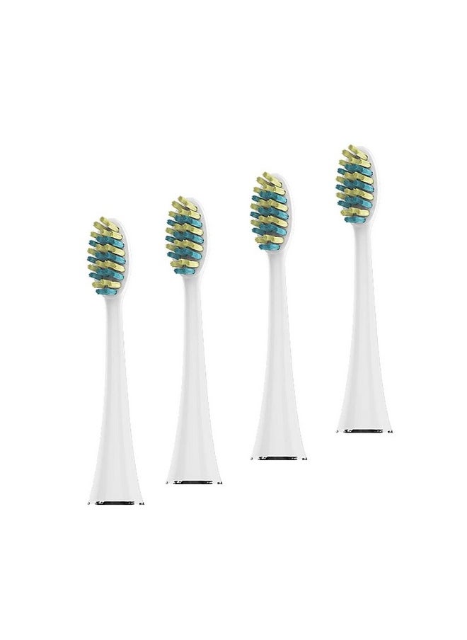 Voom Sonic Pro 7 Series Replacement Brush Heads Advanced Bristle Technology Soft Dupont Nylon Bristles Oral Care - White - Pack of 4