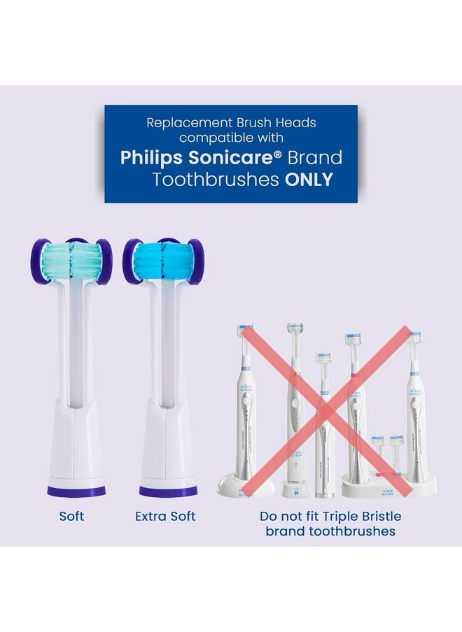 Compatible with Philips Sonicare® ONLY - Replacement Toothbrush Heads - Fits ONLY DiamondClean, Flexcare+, HealthyWhite+, 2 Series Plaque Control, 3 Series Gum Health (Extra Soft Bristles - 3 Pack)