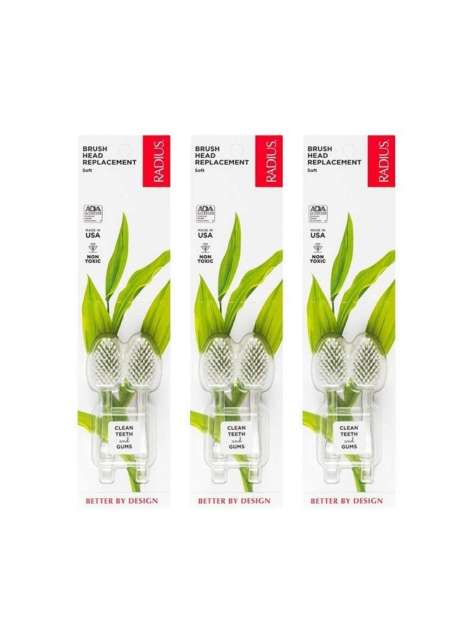 RADIUS Toothbrush Replacement Brush Heads 2-Count Improve Gum Health & Reduce Gum Issues - Soft - Pack of 3