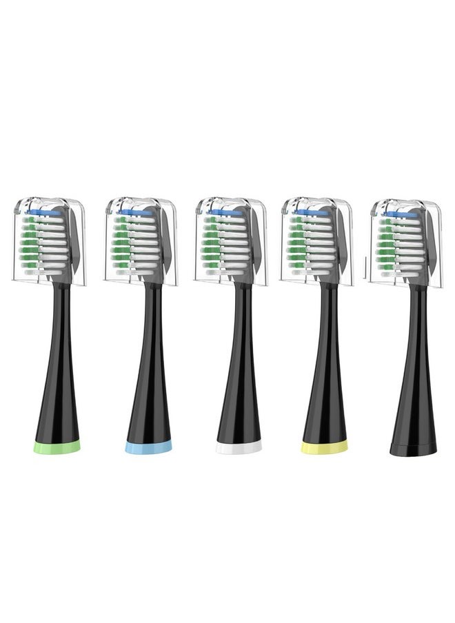 Replacement Toothbrush Heads for Waterpik Complete Care 5.0/9.0 (CC-01/WP-862), with Covers, 5 Count, Black