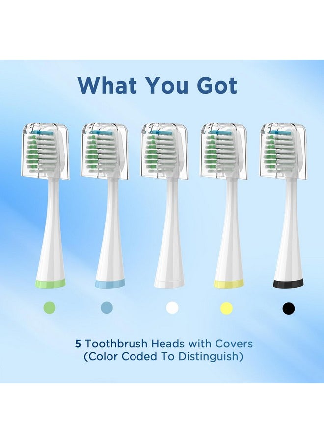 Replacement Toothbrush Heads for Waterpik Complete Care 5.0/9.0 (CC-01/WP-861), with Covers, 5 Count, White