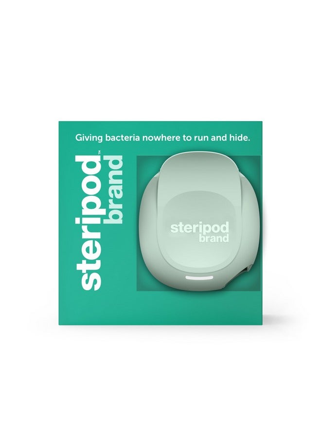 Steripod Brand Portable UV Toothbrush Sanitizer Clip, Reduces Harmful Microorganisms, Rechargeable, Sage, 1 Count