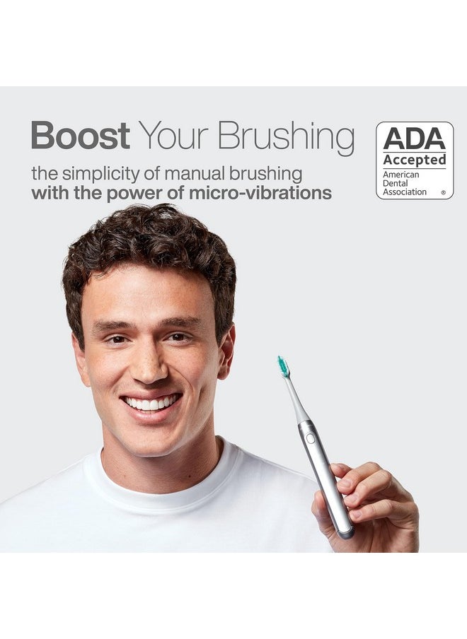 Aquasonic Icon ADA-Accepted Rechargeable Toothbrush | Magnetic Holder & Slim Travel Case | 2 Brushing Modes & Smart Timers | Gentle Micro-Vibrations (Stone)