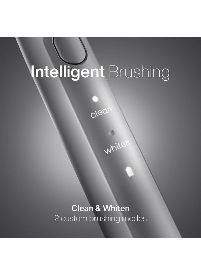Aquasonic Icon ADA-Accepted Rechargeable Toothbrush | Magnetic Holder & Slim Travel Case | 2 Brushing Modes & Smart Timers | Gentle Micro-Vibrations (Stone)