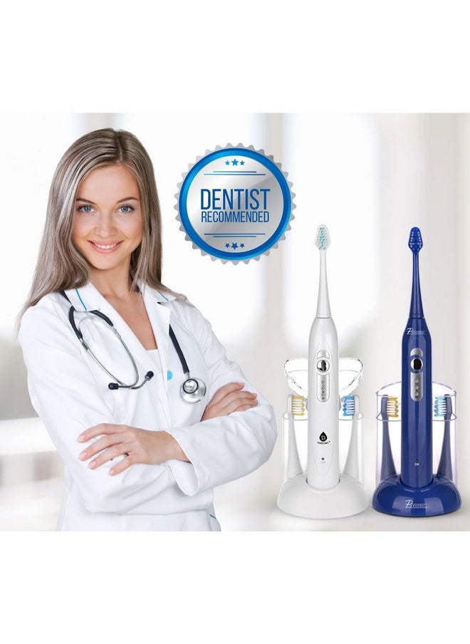 Pursonic S430 SmartSeries Electronic Power Rechargeable Sonic Toothbrush With 40,000 Strokes Per Minute, 12 Brush Heads Included, White