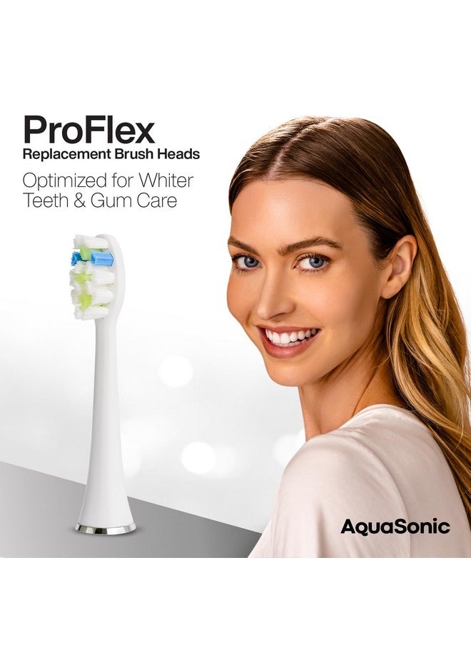 AquaSonic Duo PRO 8-Pack Replacement Brush Heads - Upgraded Proflex Brush Heads for Improved Plaque Removal - Genuine AquaSonic