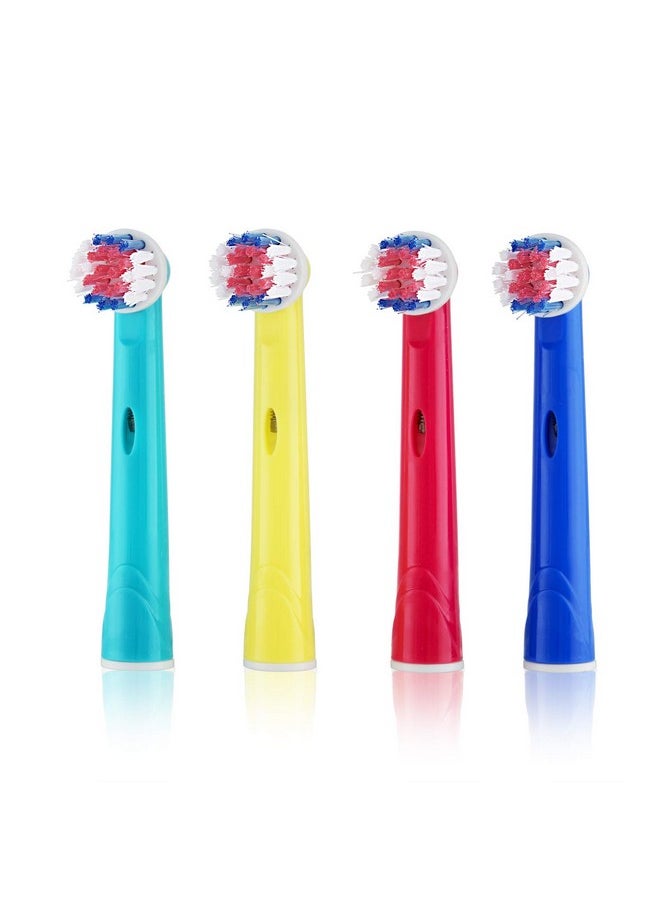 Kids Colored Brush Heads Compatible with Oral-B Kids, Vitality, Genius, Smart Series Pro, Triumph, Advance Power Toothbrush - 4 Pack