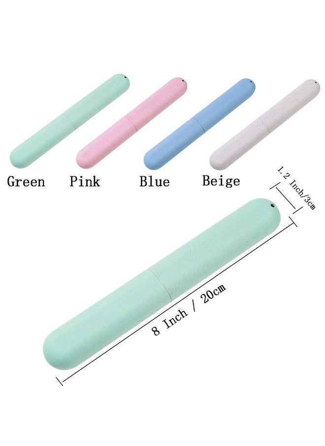 NEXCURIO Plastic 4 Pack Travel Toothbrush Case, Nexcurio Portable Breathable Toothbrush Holder For Travel/Camping/School/Home, Green