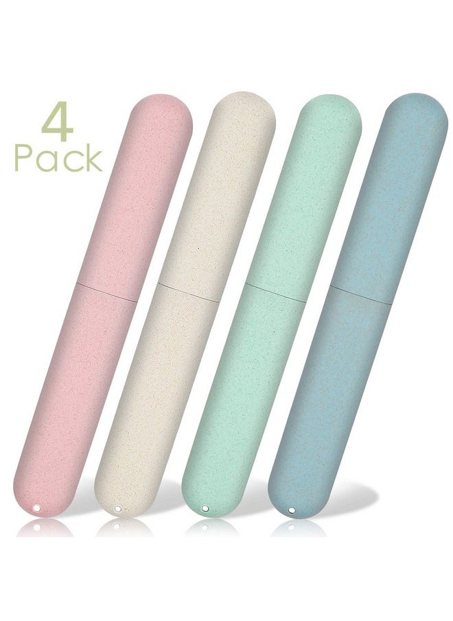 NEXCURIO Plastic 4 Pack Travel Toothbrush Case, Nexcurio Portable Breathable Toothbrush Holder For Travel/Camping/School/Home, Green