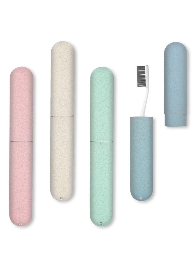 NEXCURIO Plastic 4 Pack Travel Toothbrush Case, Nexcurio Portable Breathable Toothbrush Holder For Travel/Camping/School/Home, Green
