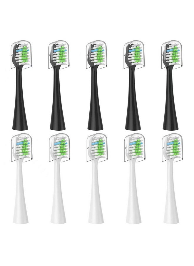 Everystep Replacement Toothbrush Heads 10 Pack Only for AquaSonic Duo and for Home Dental Center,5 Black+5 White，Not for AquaSonic Other Series