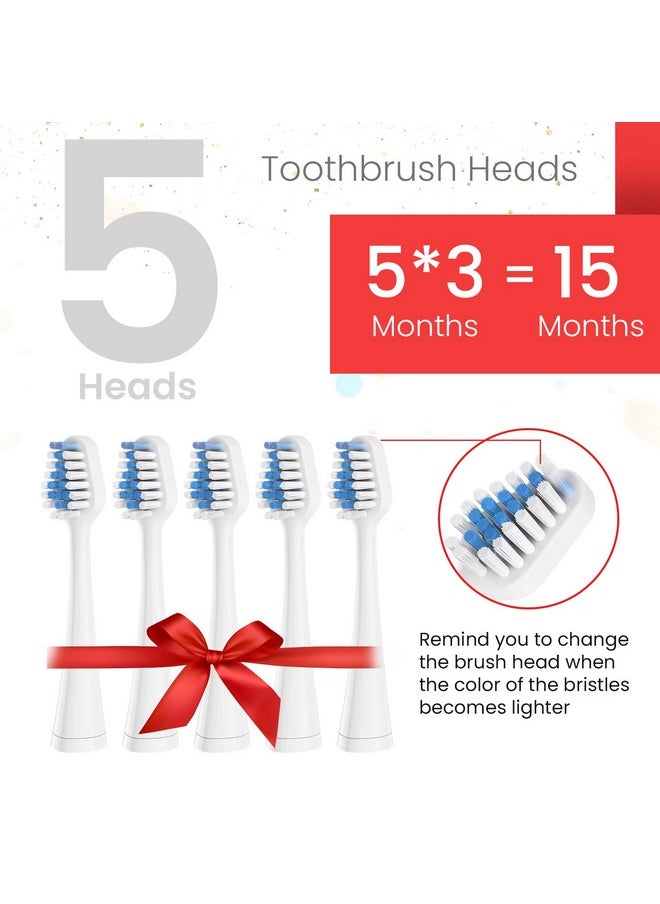 Harobey Replacements Toothbrush Heads for Waterpik Complete Care 5.0/9.0 (WP-861/CC-01), STRB-5WW, Pack of 5, White