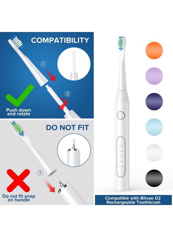 Harobey Replacement Toothbrush Heads 10 Pack Compatible with Bitvae Daily D2 Rechargeable Toothbrush, for D2 Toothbrush Heads Refills, White