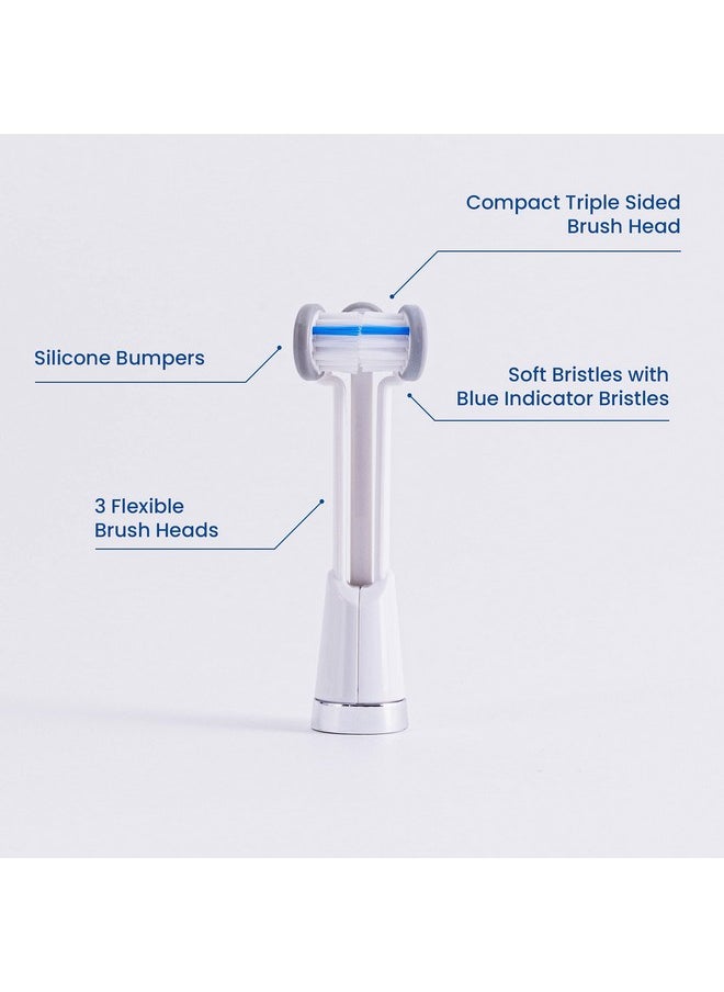 Triple Bristle Kids Sonic Toothbrush | 2 Pack Replacement Head Refill | 3-Sided Brushing to Clean Teeth and Gums | Dentist Created & Approved | Safe on Braces