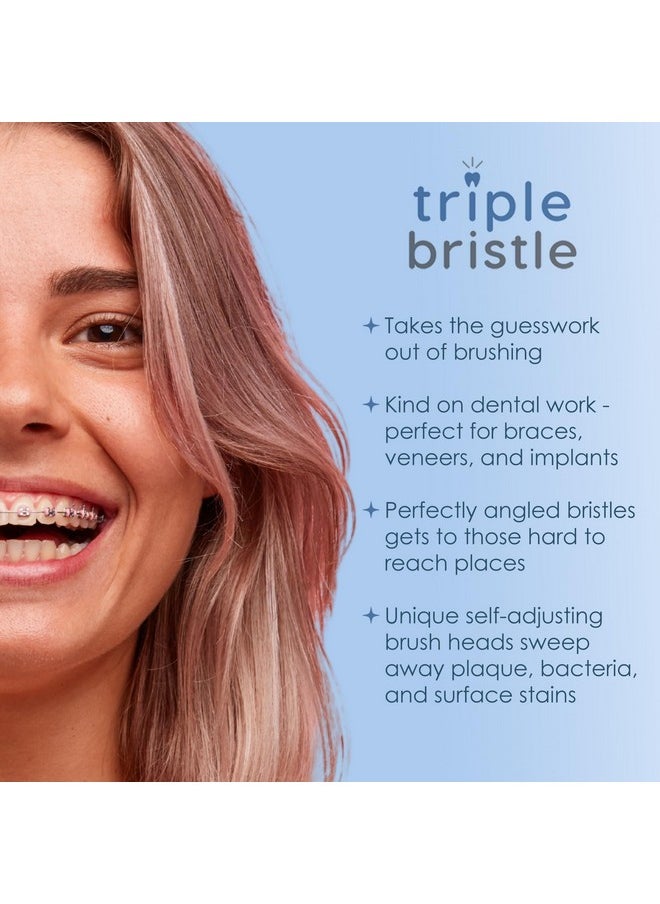 Triple Bristle Original Sonic Toothbrush | Rechargeable 31,000 VPM Tooth Brush | Patented 3 Head Design | Angled Bristles Clean Each Tooth | Dentist Created & Approved Original