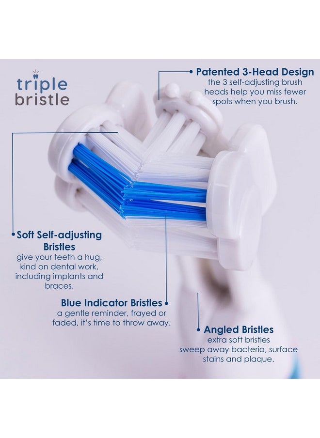 Triple Bristle Original Sonic Toothbrush | Rechargeable 31,000 VPM Tooth Brush | Patented 3 Head Design | Angled Bristles Clean Each Tooth | Dentist Created & Approved Original