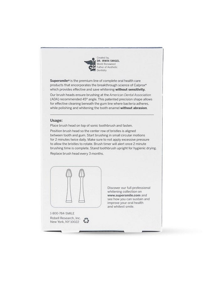 Supersmile Series II LS45 Replacement Brush Heads for Sonic Pulse Toothbrush - Patented 45° Soft Bristles Deliver Professional Teeth Cleaning - No Sensitivity (White, 2 Count)