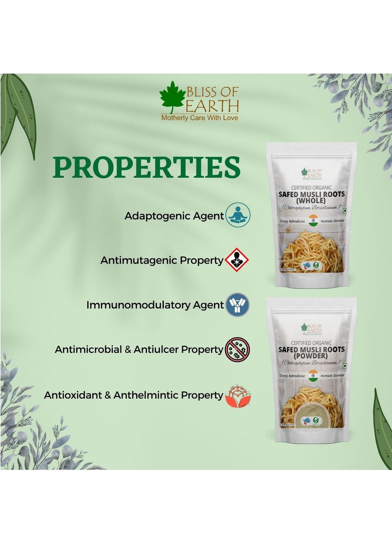 Safed Musli Roots Whole Organic Chlorophytum Borivilianum Helps Boost Immunity Energy Stamina For Men & Women 100g