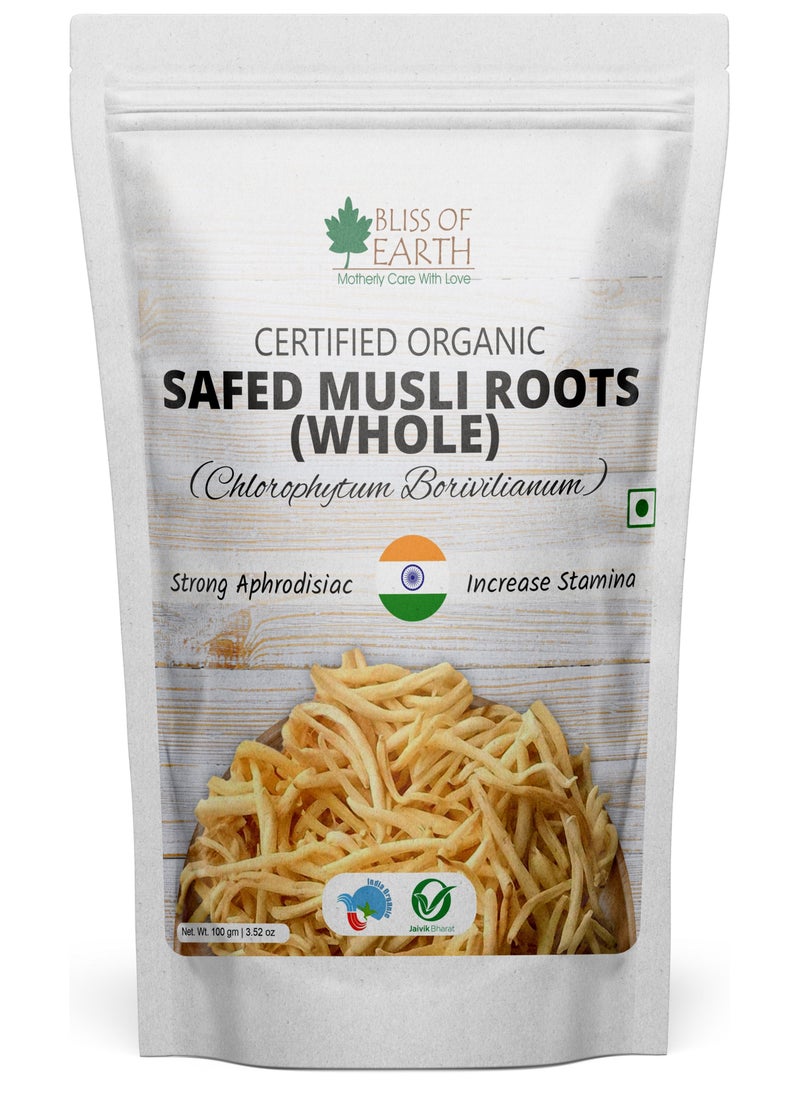 Safed Musli Roots Whole Organic Chlorophytum Borivilianum Helps Boost Immunity Energy Stamina For Men & Women 100g