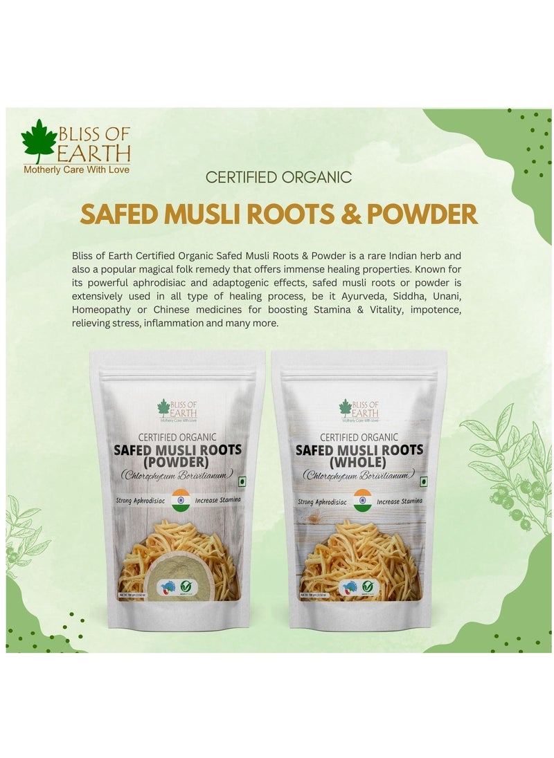 Safed Musli Roots Whole Organic Chlorophytum Borivilianum Helps Boost Immunity Energy Stamina For Men & Women 100g