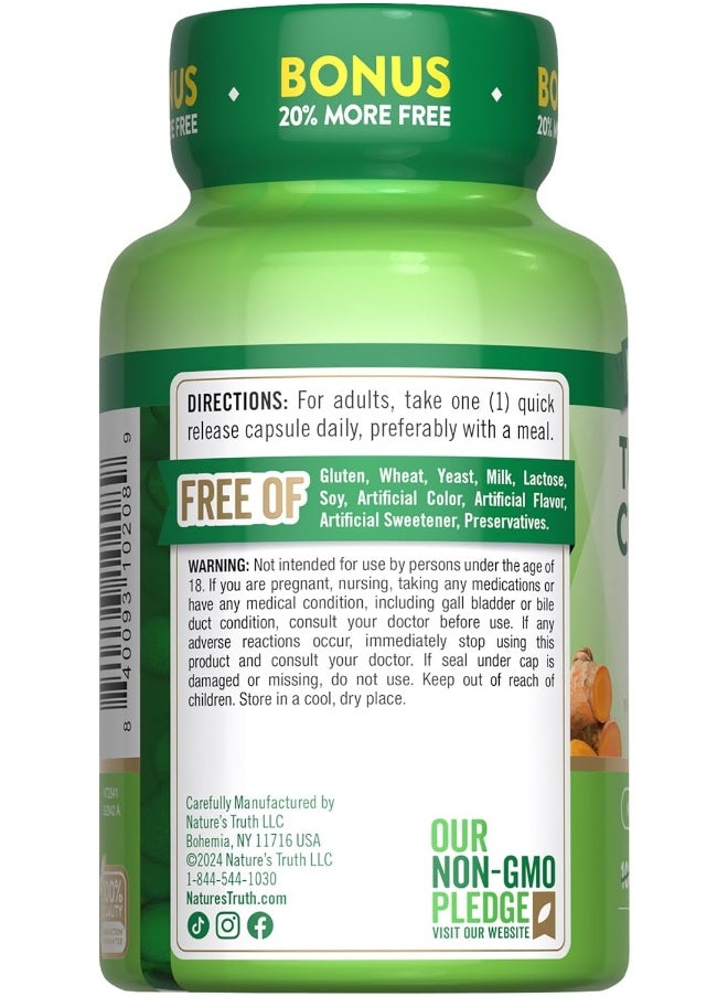 Nature's Truth Turmeric Curcumin Complex 500 mg Plus Black Pepper Extract, 120 Count