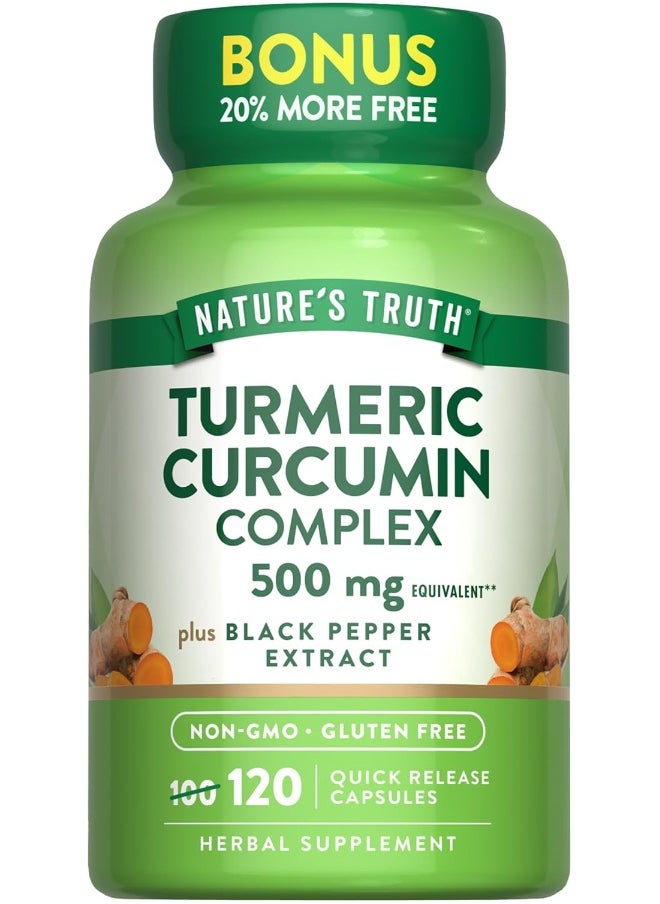 Nature's Truth Turmeric Curcumin Complex 500 mg Plus Black Pepper Extract, 120 Count