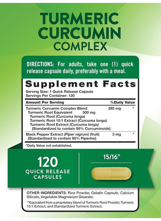 Nature's Truth Turmeric Curcumin Complex 500 mg Plus Black Pepper Extract, 120 Count