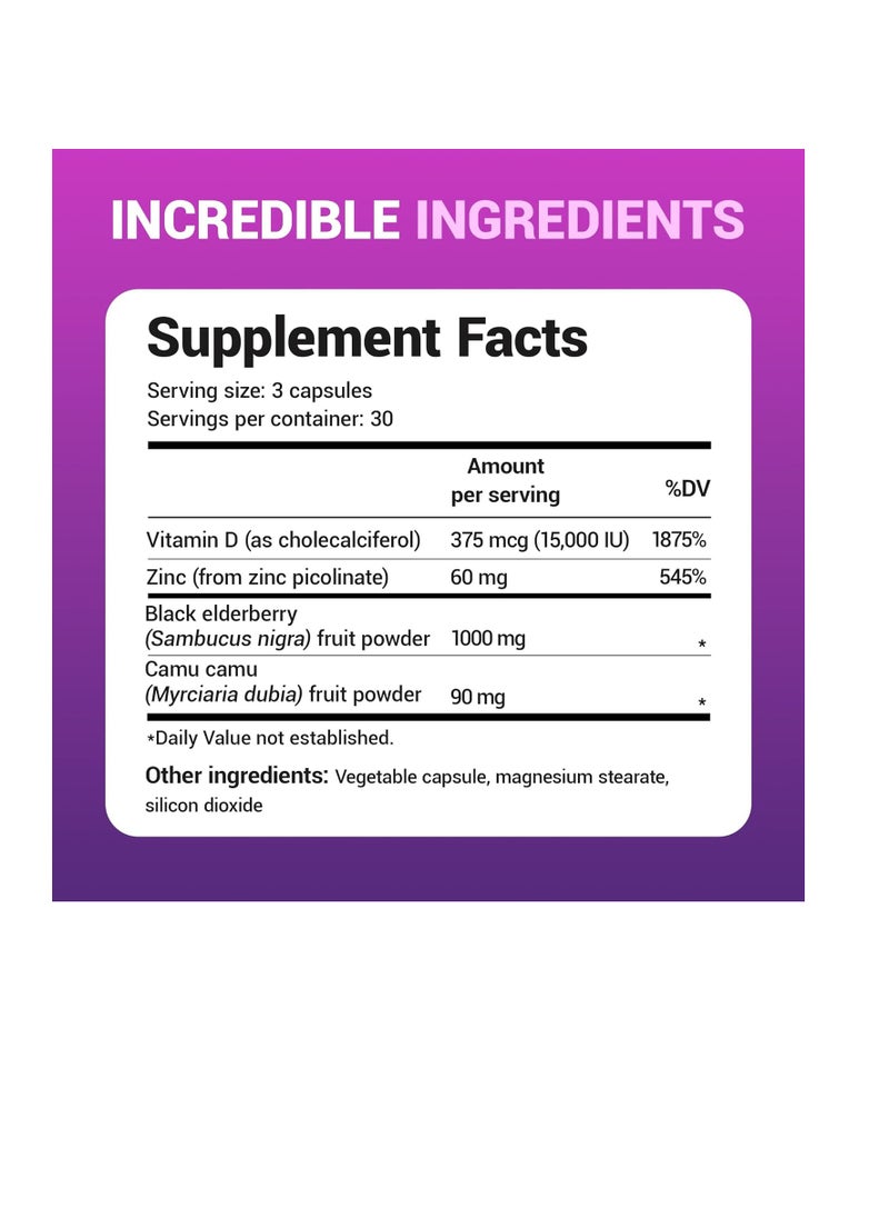 Advanced Immune Support 1000mg Elderberry 90 Capsules