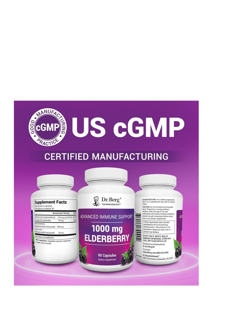 Advanced Immune Support 1000mg Elderberry 90 Capsules