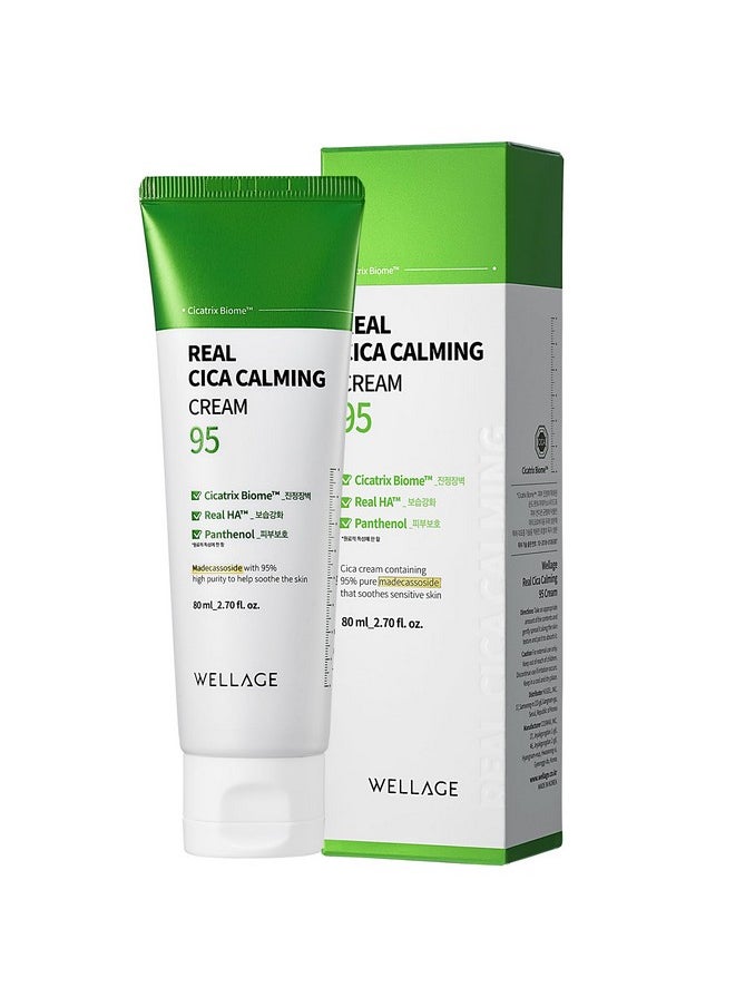 wellage Cica Calming Cream 2.7oz - Face Soothing Moisturizer with High Purity Madecassoside - Calms Sensitive Skin, Anti-Redness, Anti-Scaling