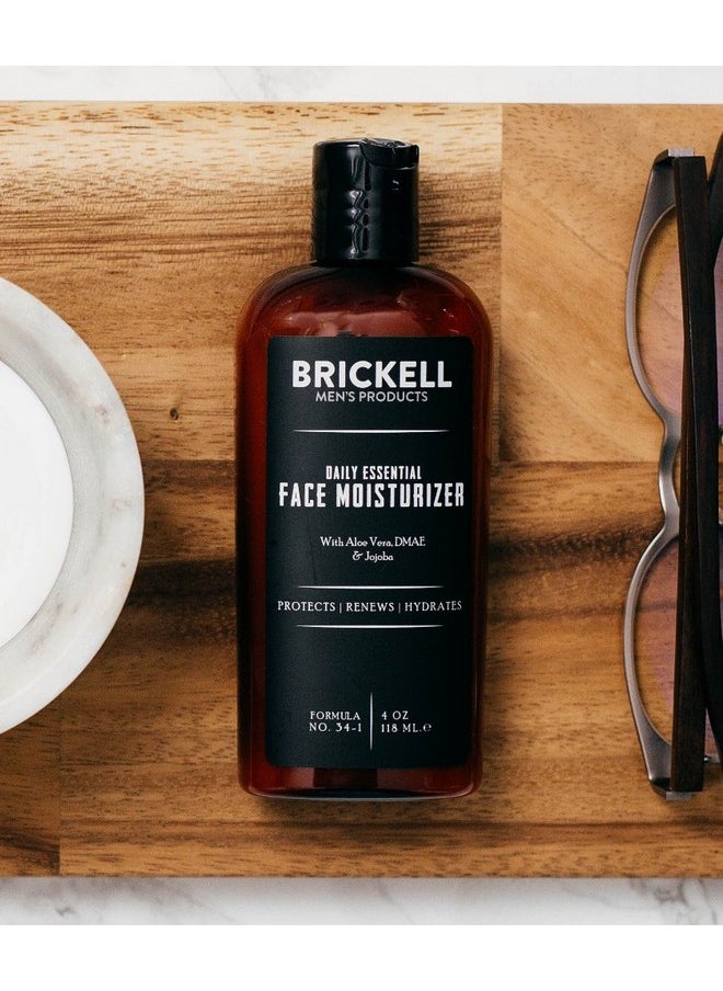 Brickell Men's Daily Essential Face Moisturizer for Men, Natural and Organic Fast-Absorbing Face Lotion with Hyaluronic Acid, Green Tea, and Jojoba, 4 Ounce, Scented