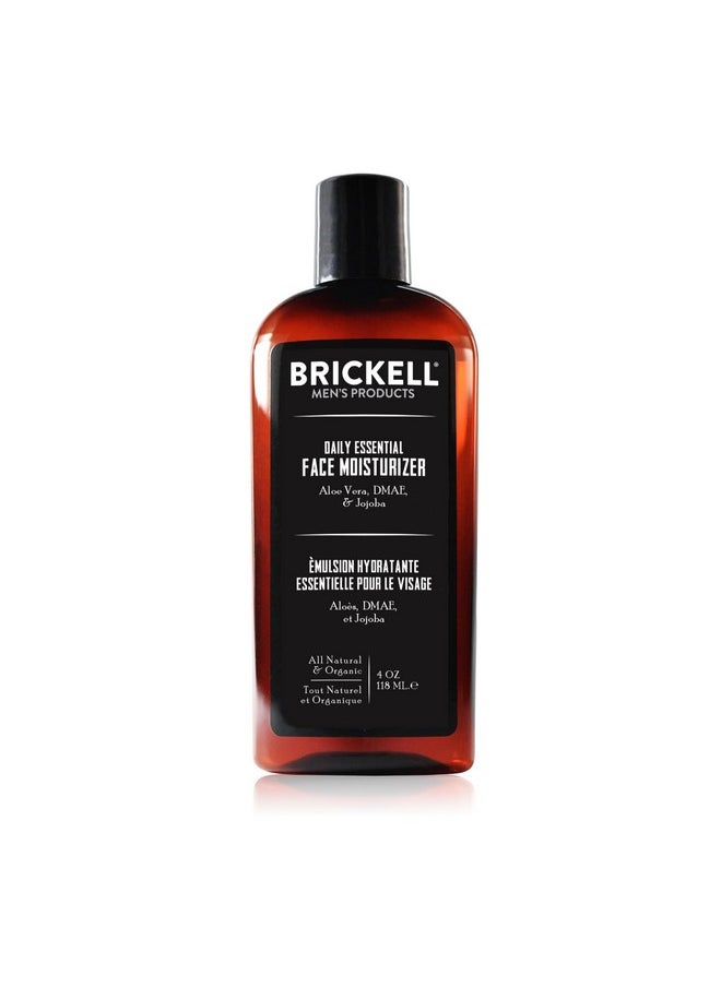 Brickell Men's Daily Essential Face Moisturizer for Men, Natural and Organic Fast-Absorbing Face Lotion with Hyaluronic Acid, Green Tea, and Jojoba, 4 Ounce, Scented