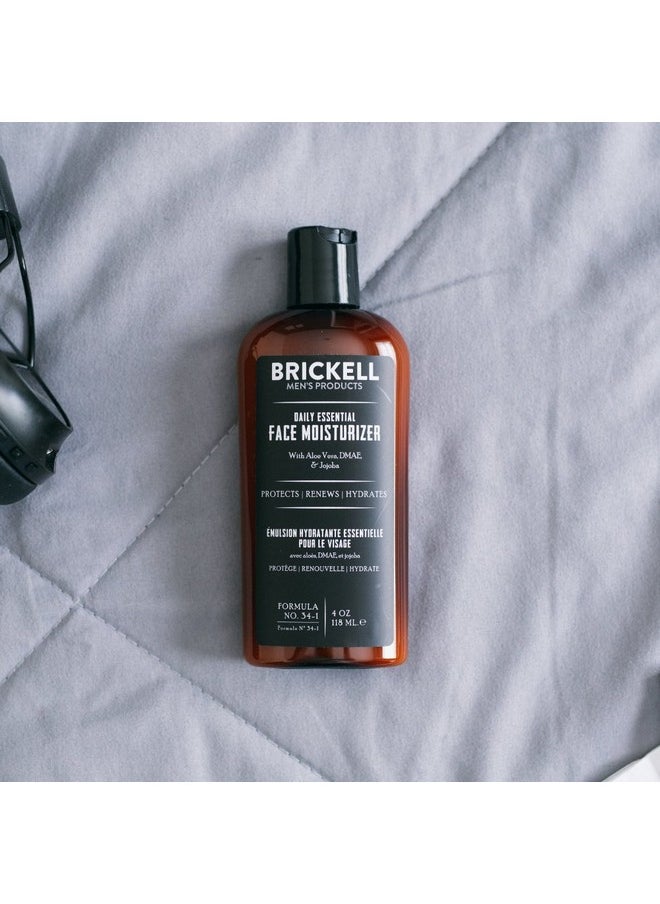 Brickell Men's Daily Essential Face Moisturizer for Men, Natural and Organic Fast-Absorbing Face Lotion with Hyaluronic Acid, Green Tea, and Jojoba, 4 Ounce, Scented