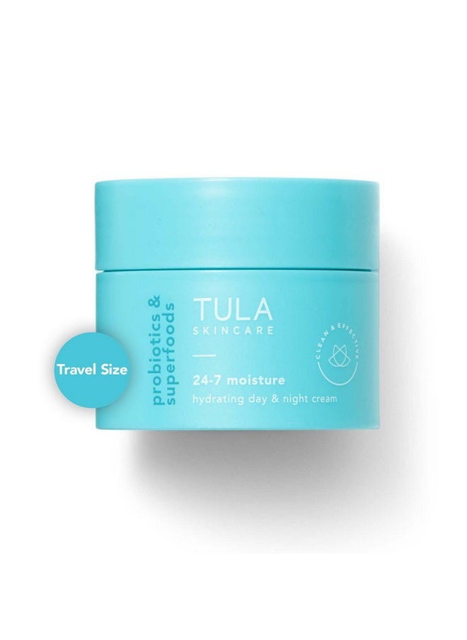 TULA Skin Care 24-7 Moisture Hydrating Day and Night Cream - Travel-Size, Ultra Nourishing Moisturizer for Face, Soothes Skin, Maintain Skin Balance & Improve Skin Smoothness, 0.5 oz.