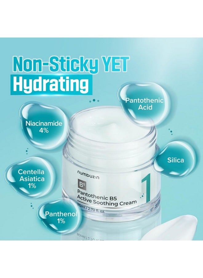 numbuzin No.1 Pantothenic B5 Active Soothing Cream | Lightweight Hydrating Moisturizer, Pantothenic Acid, Niacinamide, Panthenol | Excess Oil Control, Soothes Acne | Non-Comedogenic | 2.70 fl. oz.